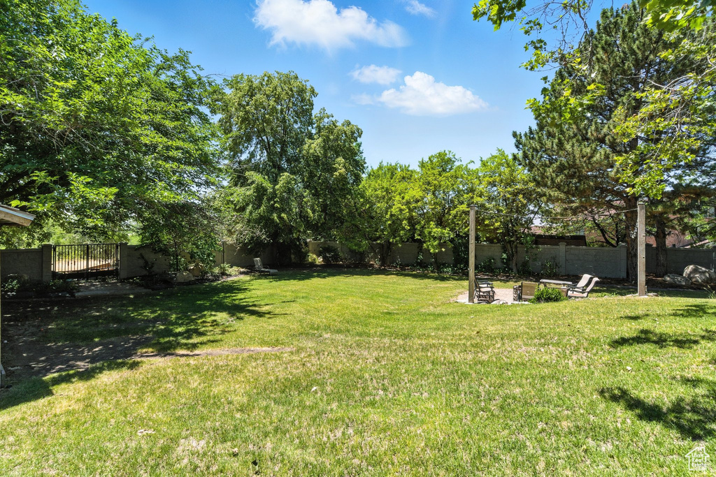 View of fenced backyard