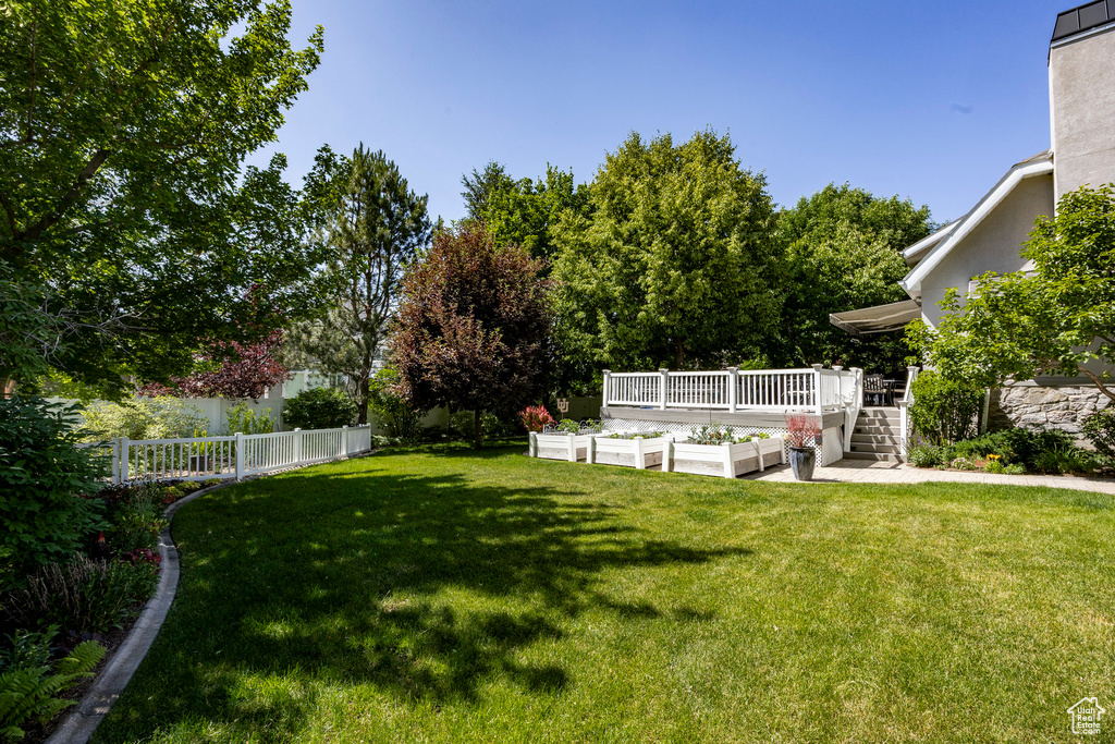 View of yard with a vegetable garden