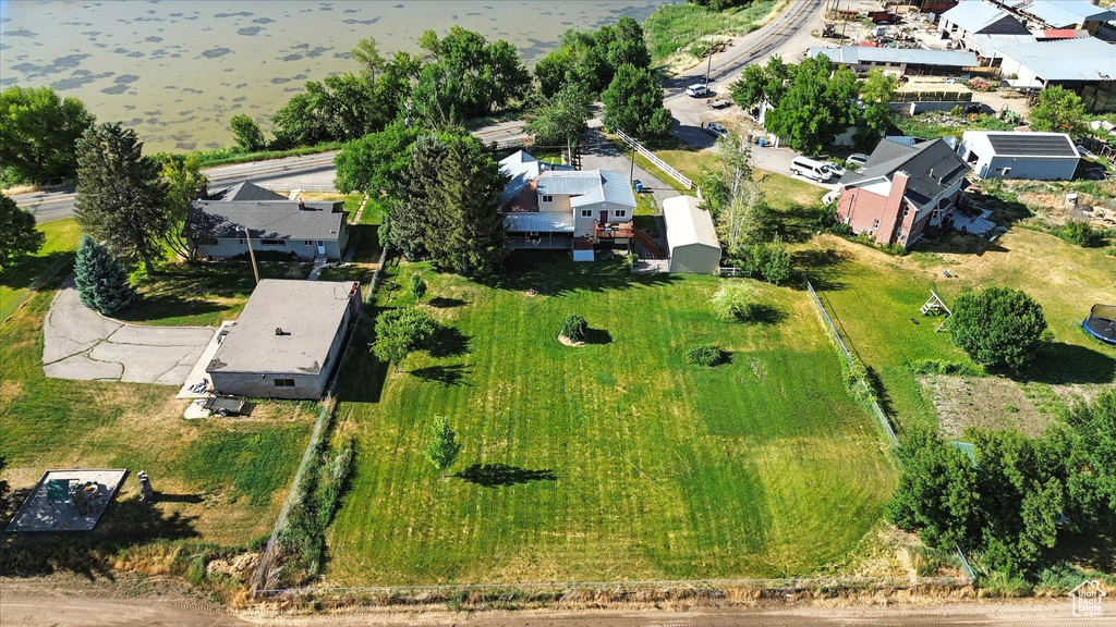 Aerial overview of property\'s location with nearby suburban area