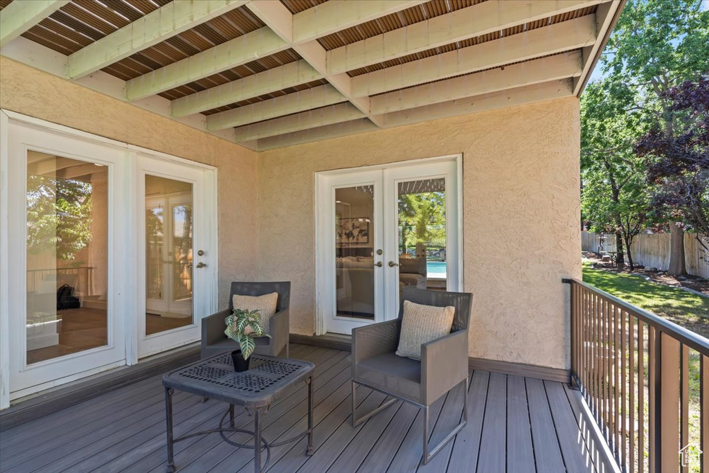 Deck featuring french doors