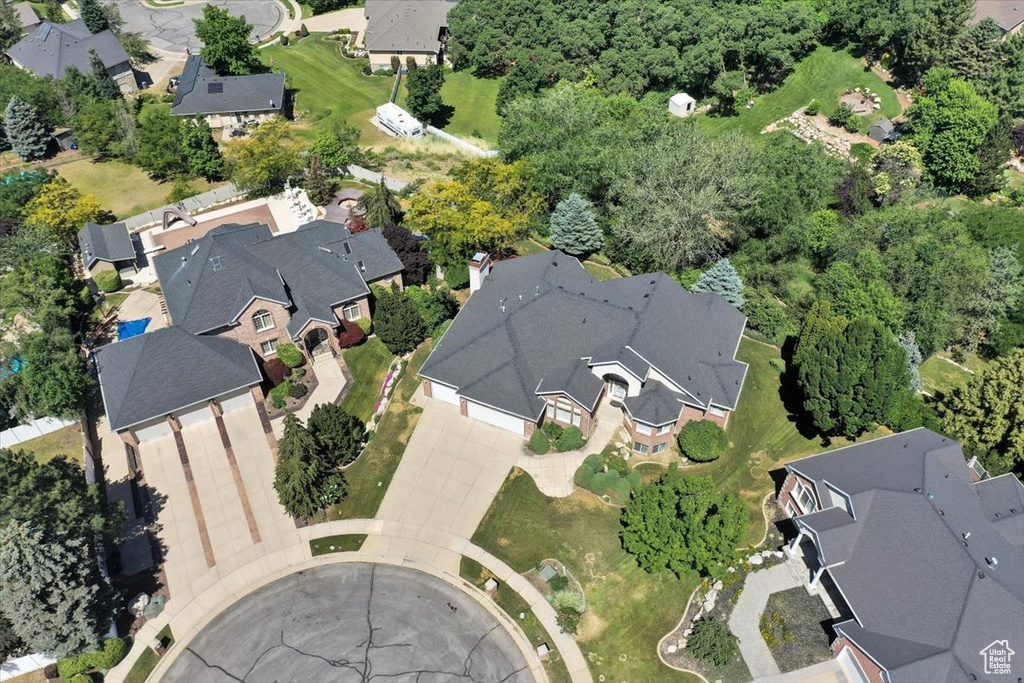 Aerial overview of property\'s location featuring nearby suburban area