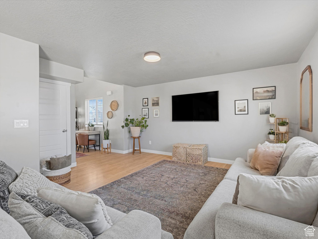 Living room with wood finished floors