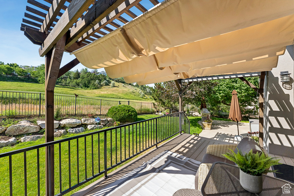 View of patio / terrace with a pergola