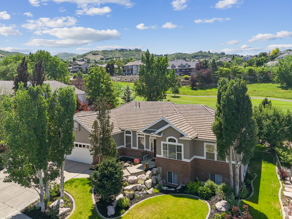 Aerial perspective of suburban area
