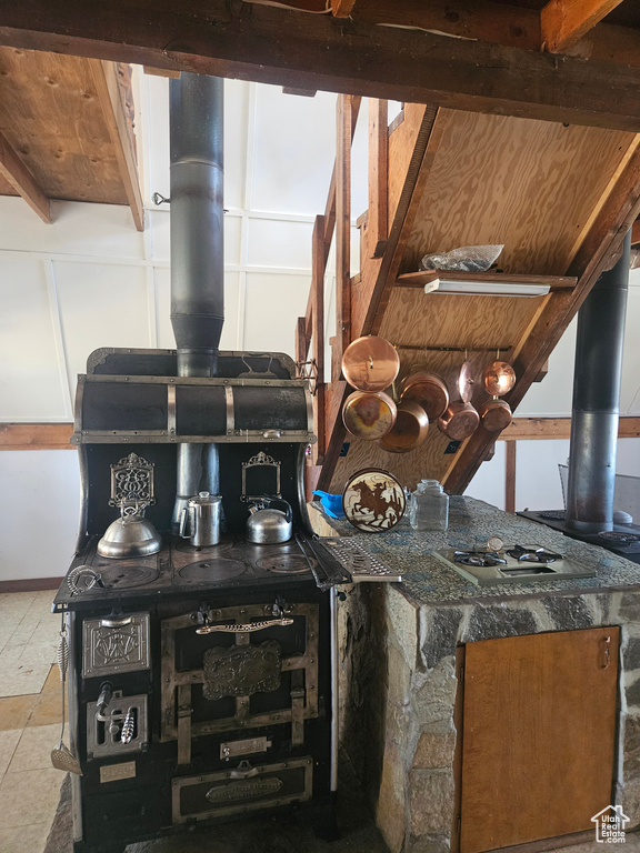 Detailed view of a wood stove