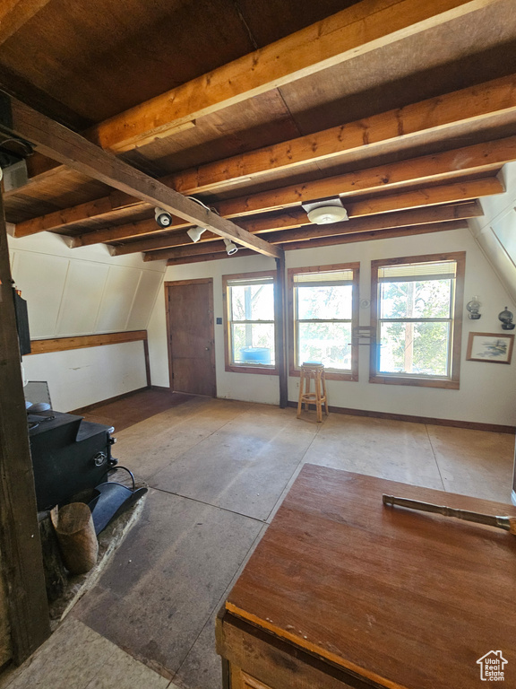 Unfinished attic featuring plenty of natural light