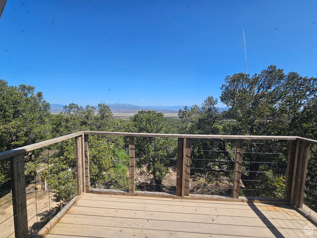 Deck featuring a mountain view