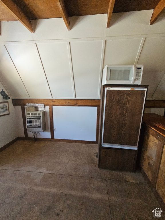 Interior space with heating unit
