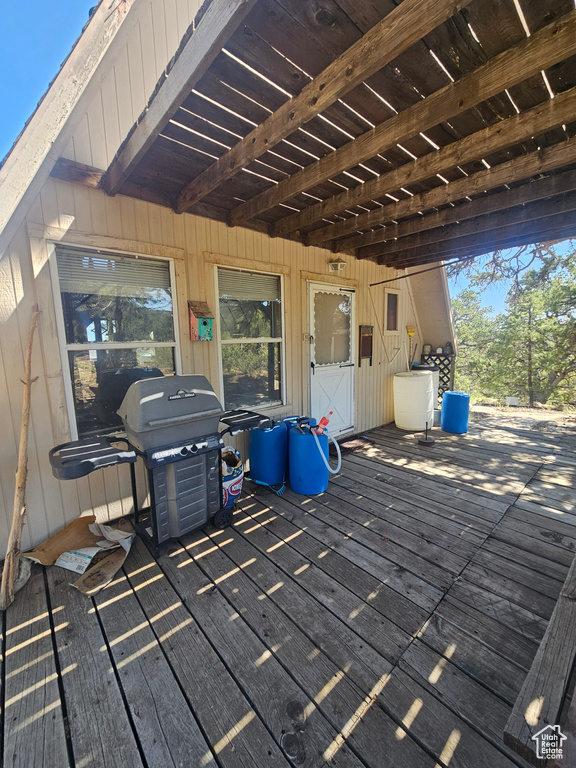 Wooden deck with area for grilling