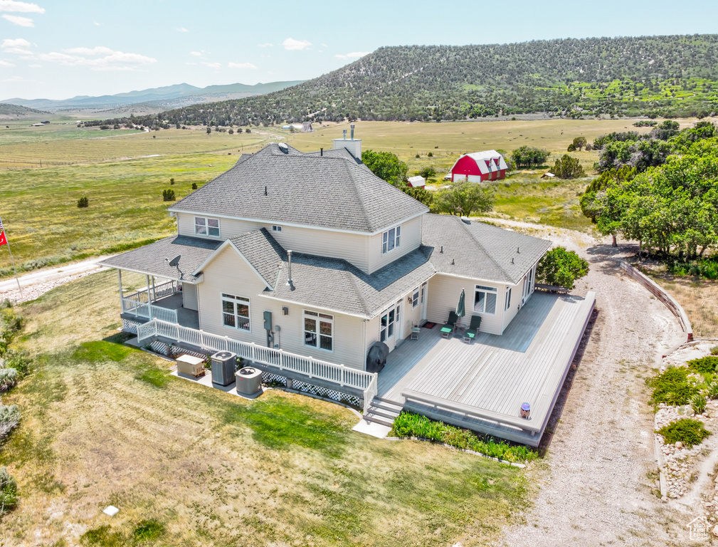 View from above of property with mountains
