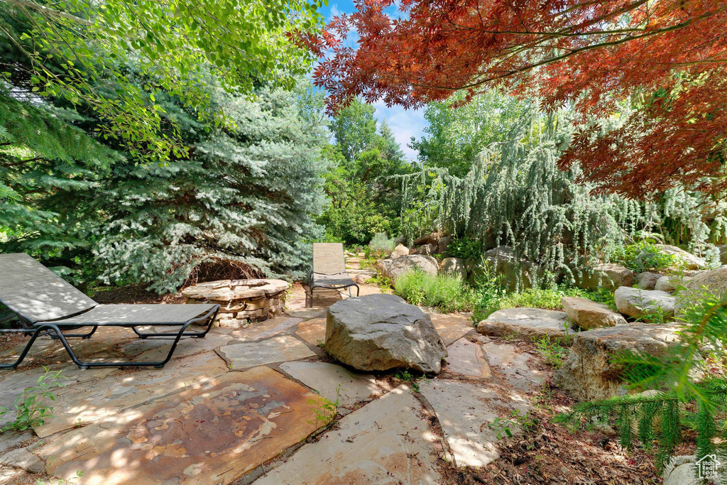View of patio / terrace featuring a fire pit