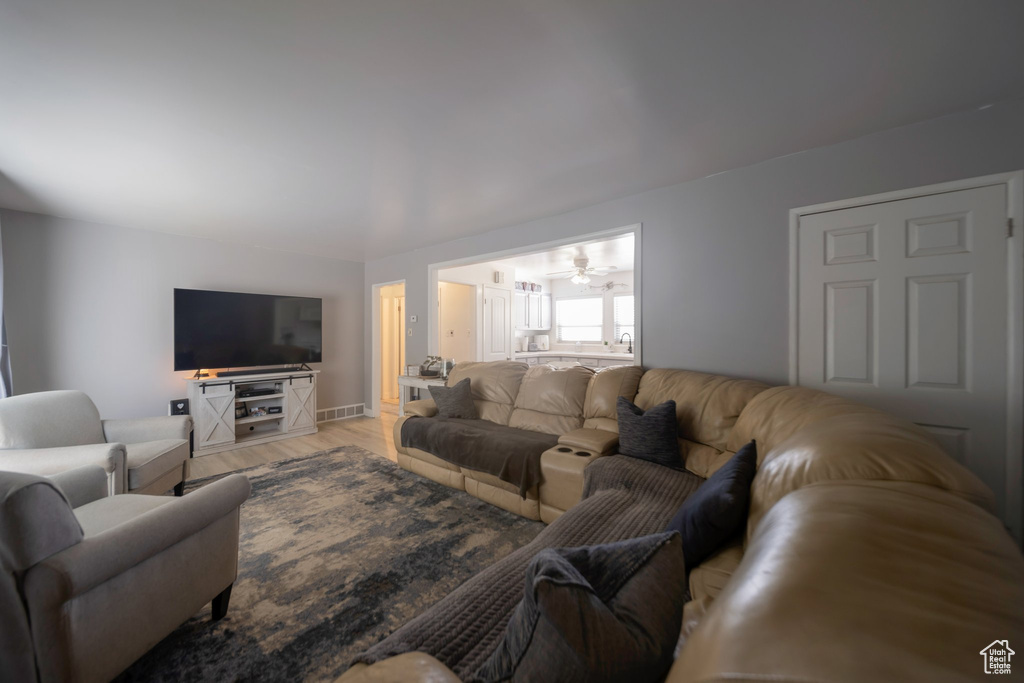 Living room featuring light wood finished floors