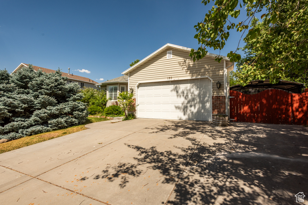 Garage with driveway