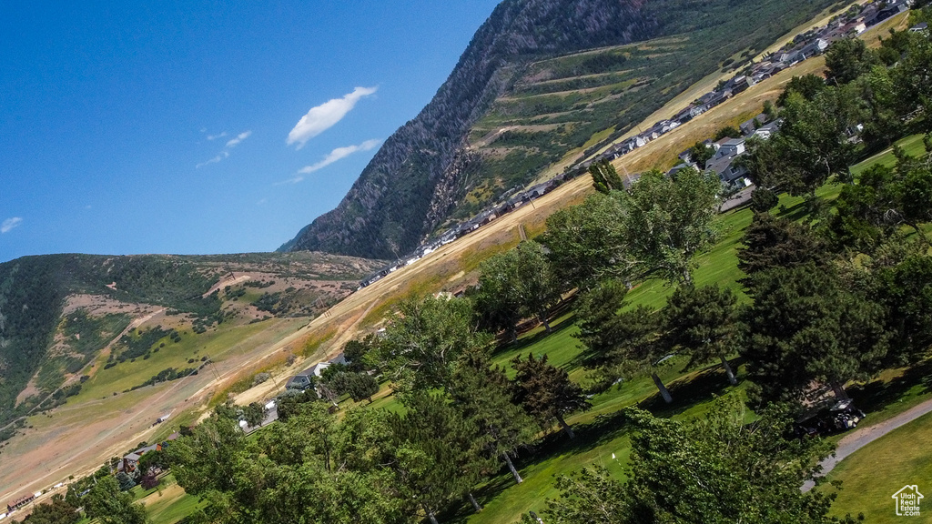 Aerial overview of property's location featuring mountains