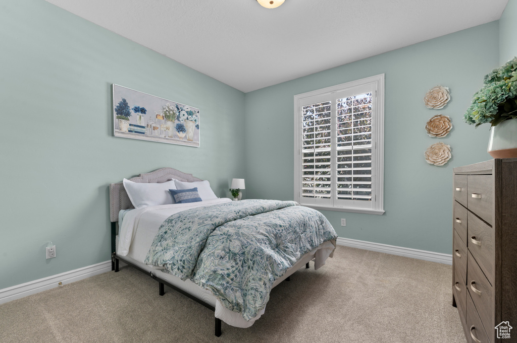 Bedroom with carpet