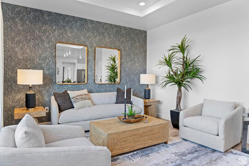 Living room featuring recessed lighting and baseboards
