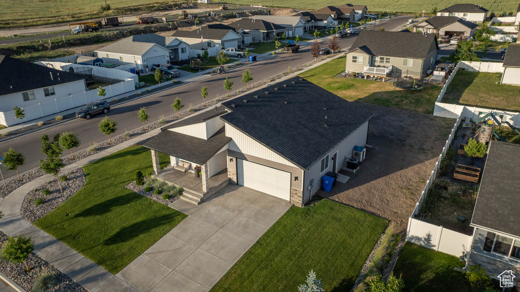 Aerial perspective of suburban area