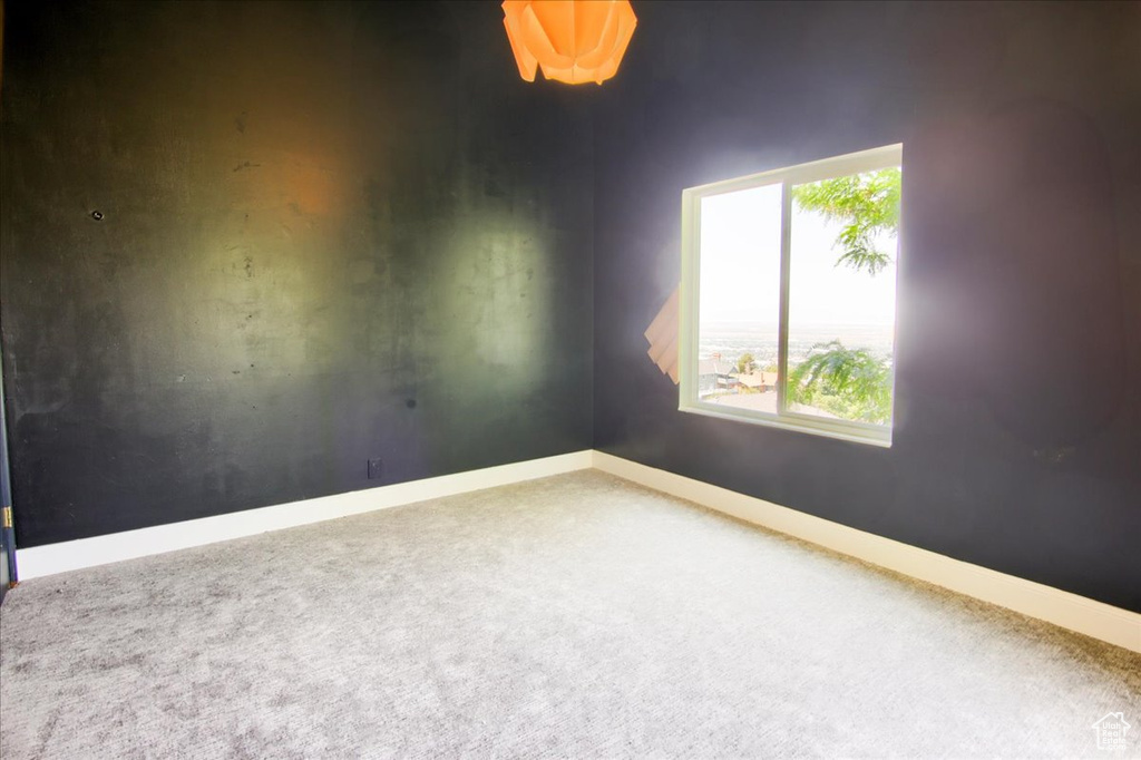 Unfurnished room featuring carpet floors and baseboards