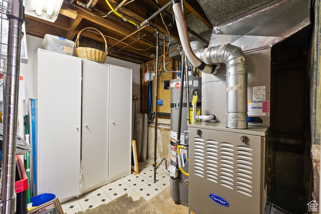 Utility room with secured water heater