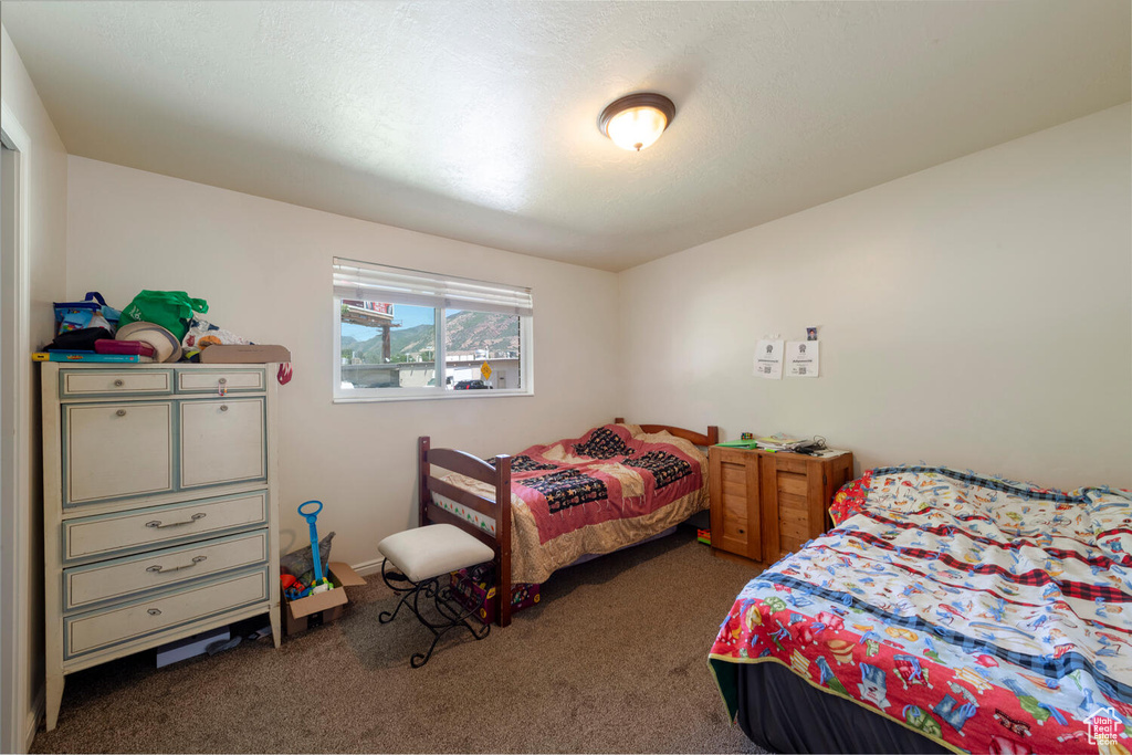 Bedroom with carpet