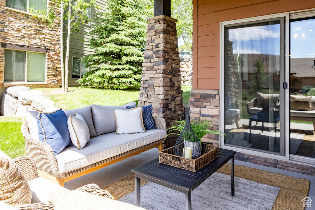 View of patio featuring an outdoor living space