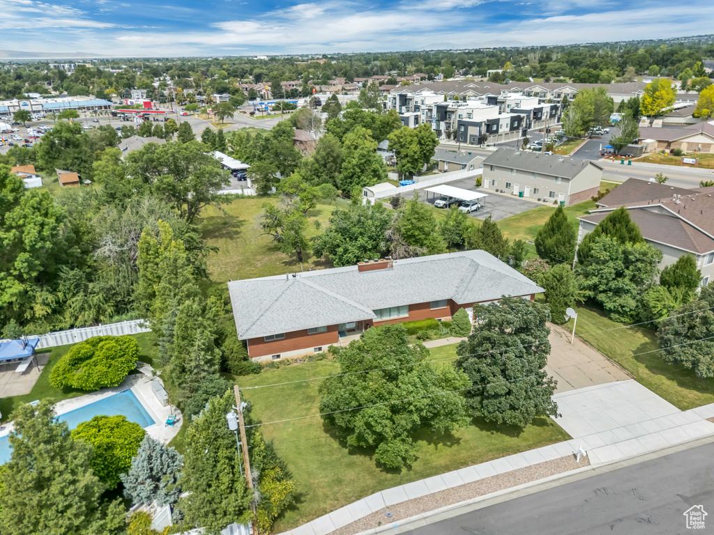 Aerial view of residential area