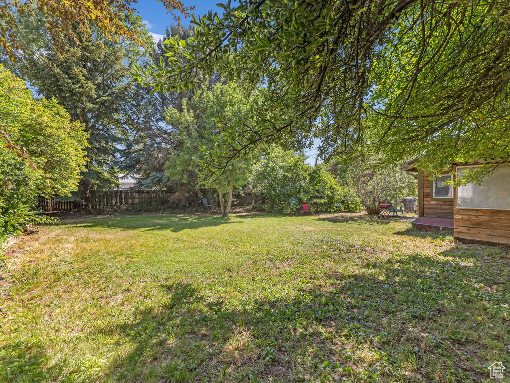 View of fenced backyard