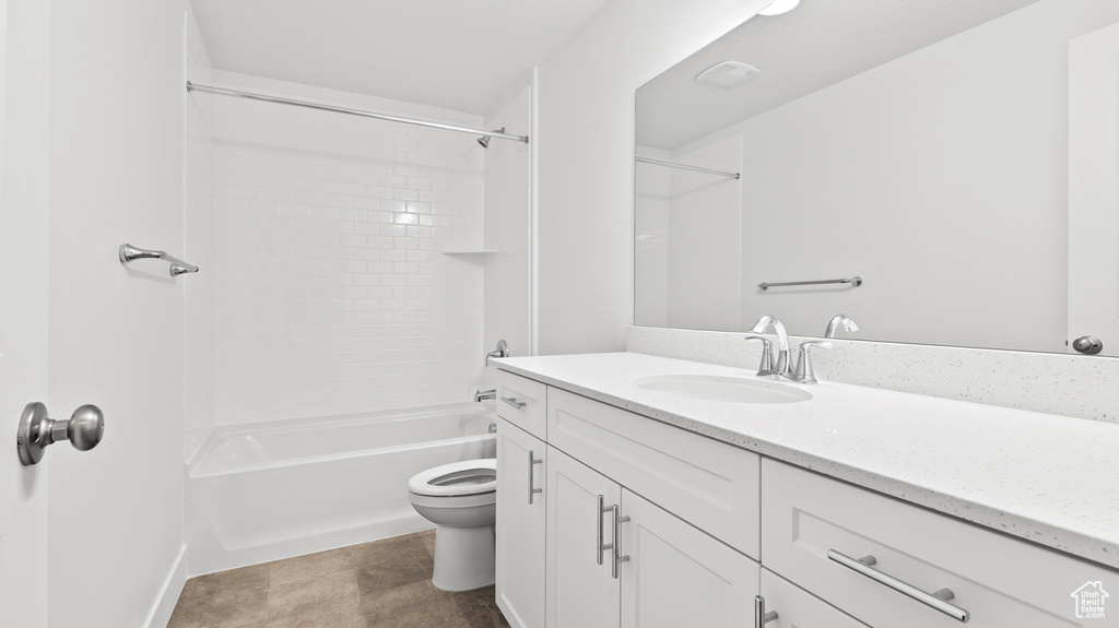 Bathroom with vanity and  shower combination