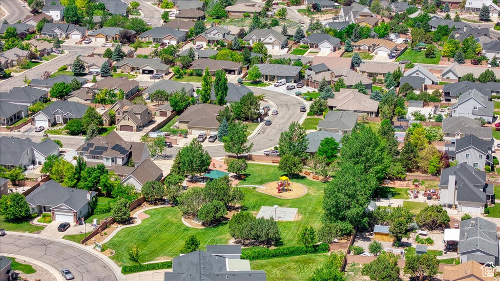 Aerial perspective of suburban area