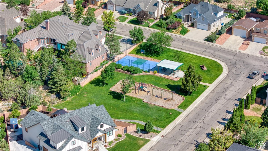 Aerial perspective of suburban area