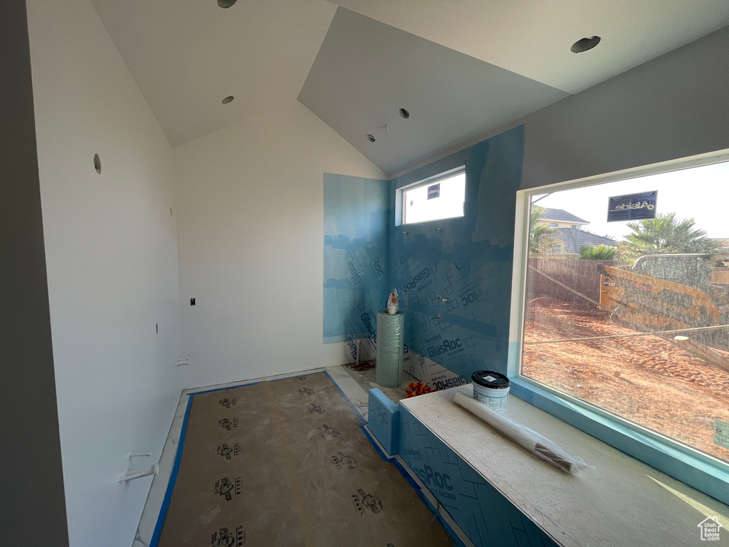 Bathroom with vaulted ceiling
