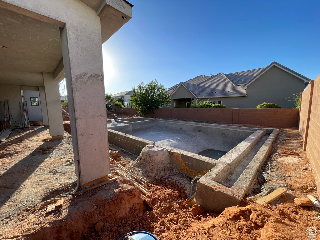 View of pool with a fenced backyard
