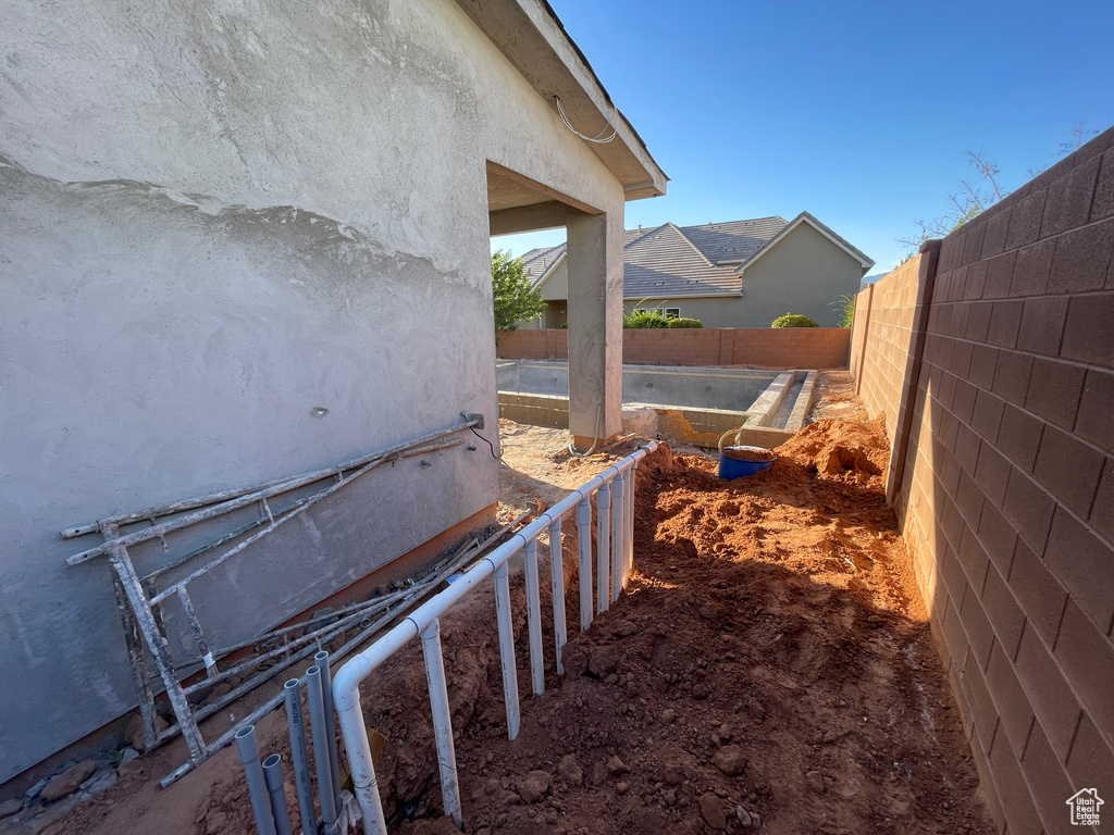 View of fenced backyard