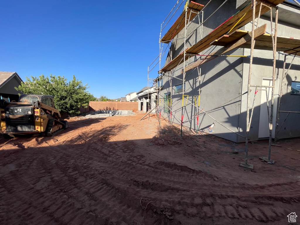 View of property exterior featuring stucco siding