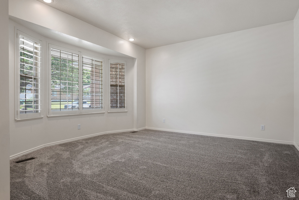 Spare room featuring carpet floors and recessed lighting