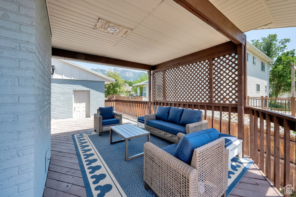 Wooden deck with outdoor lounge area