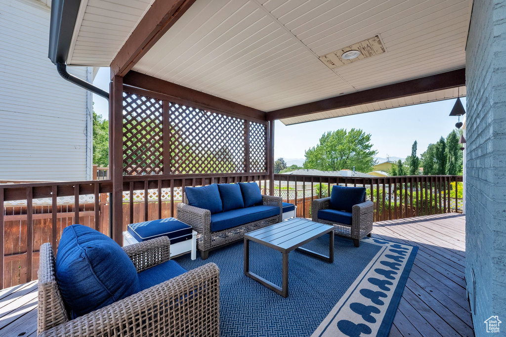 Deck featuring an outdoor living space