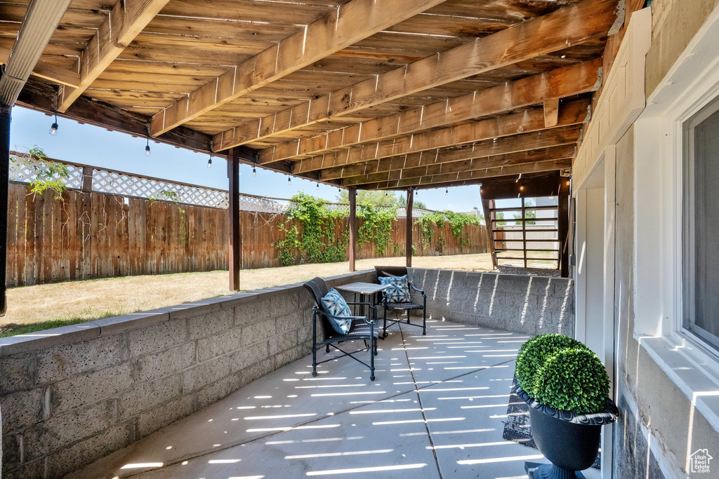 View of fenced backyard