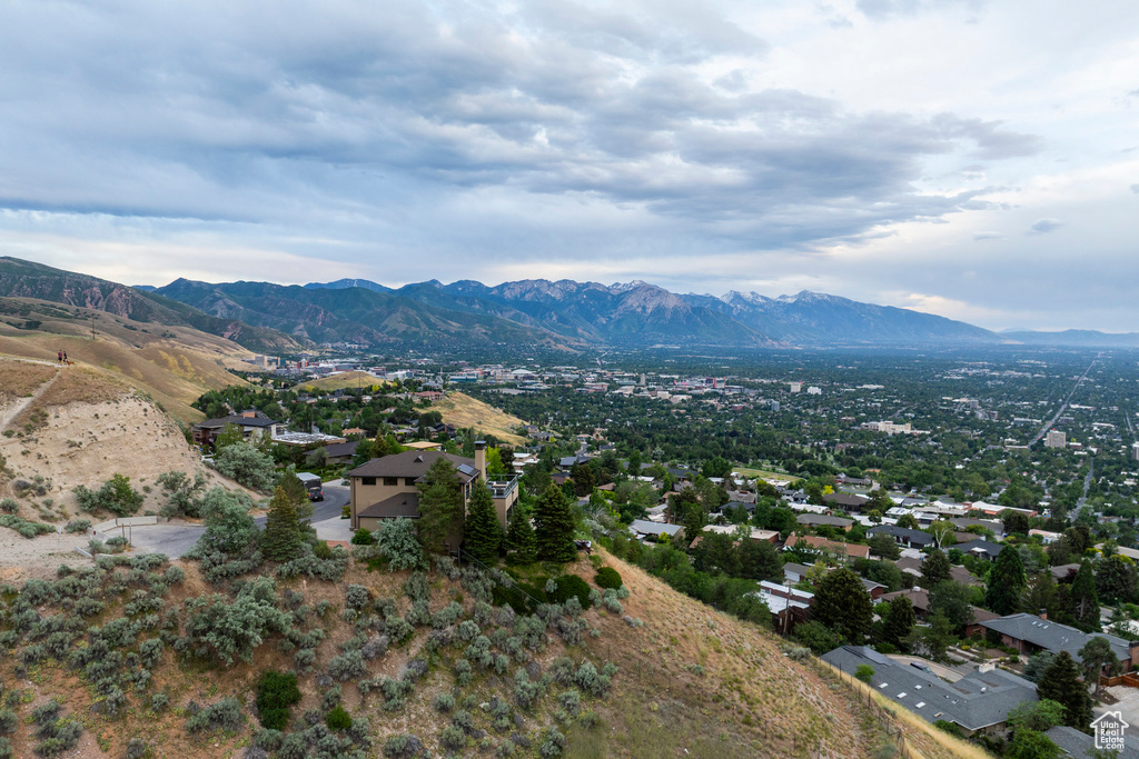 View of mountain backdrop with nearby suburban area
