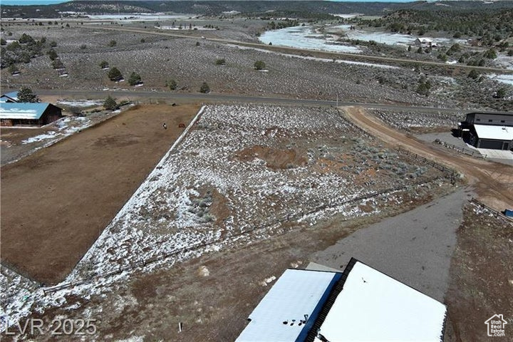 Drone / aerial view of a mountain backdrop