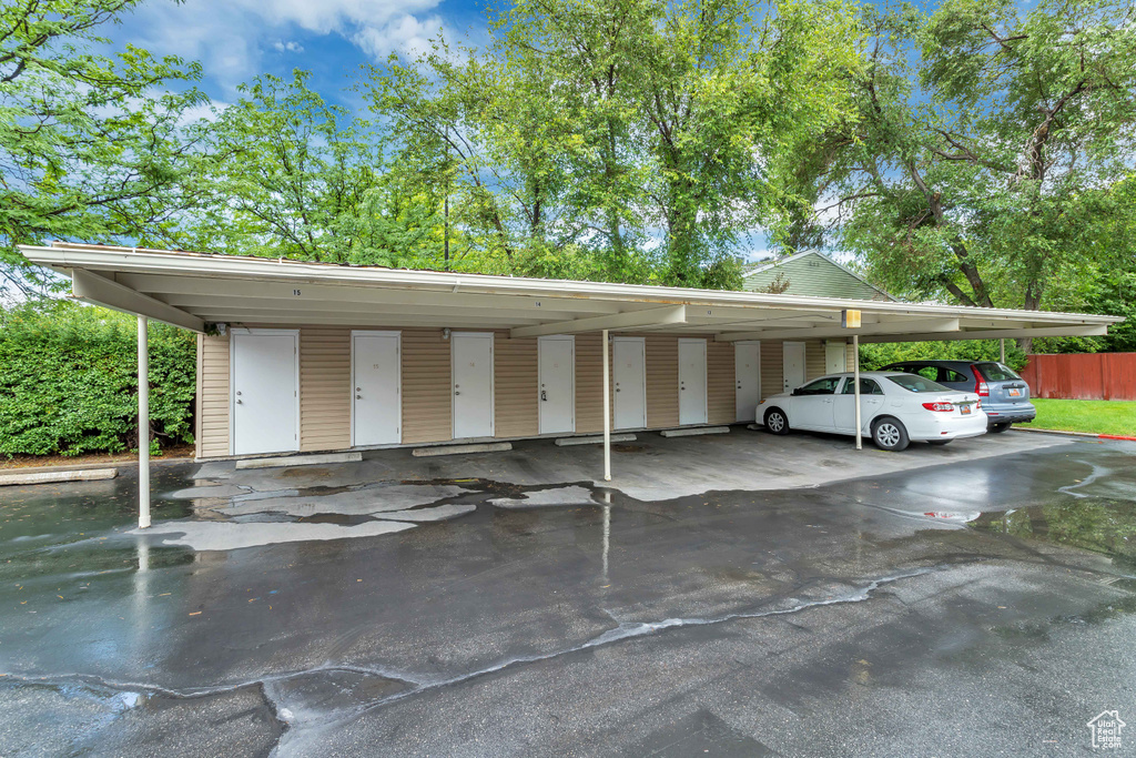 View of covered parking lot