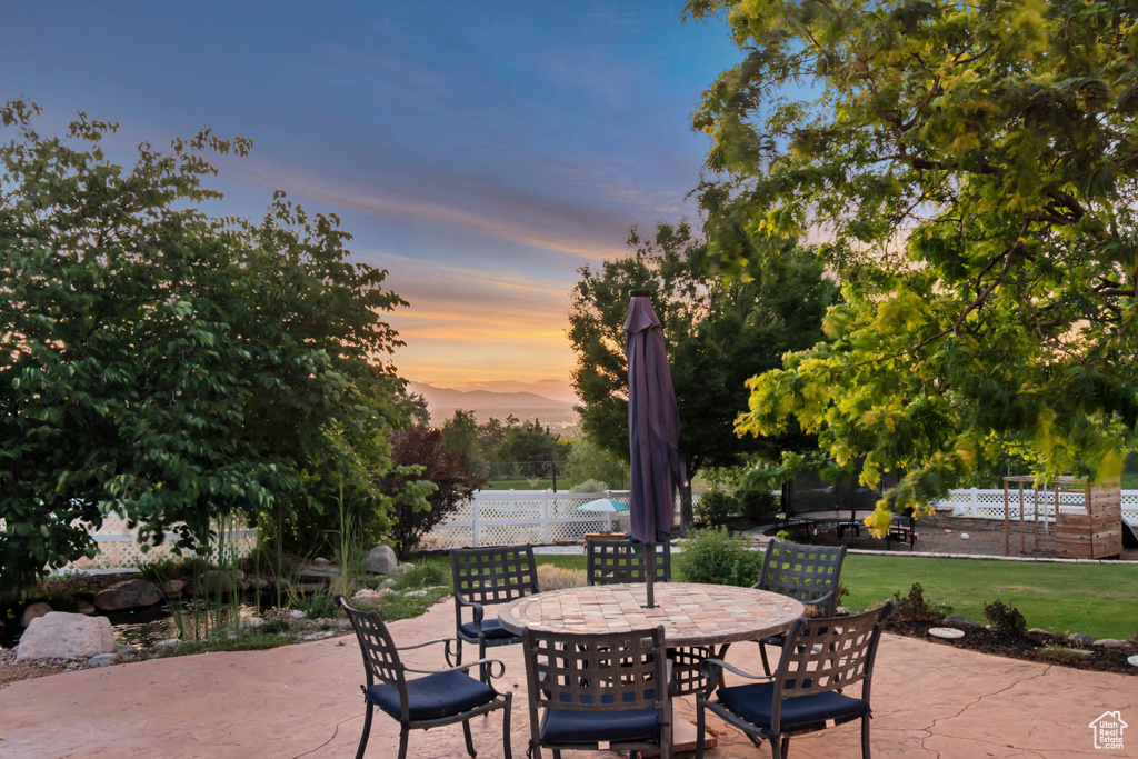 View of patio featuring outdoor dining area