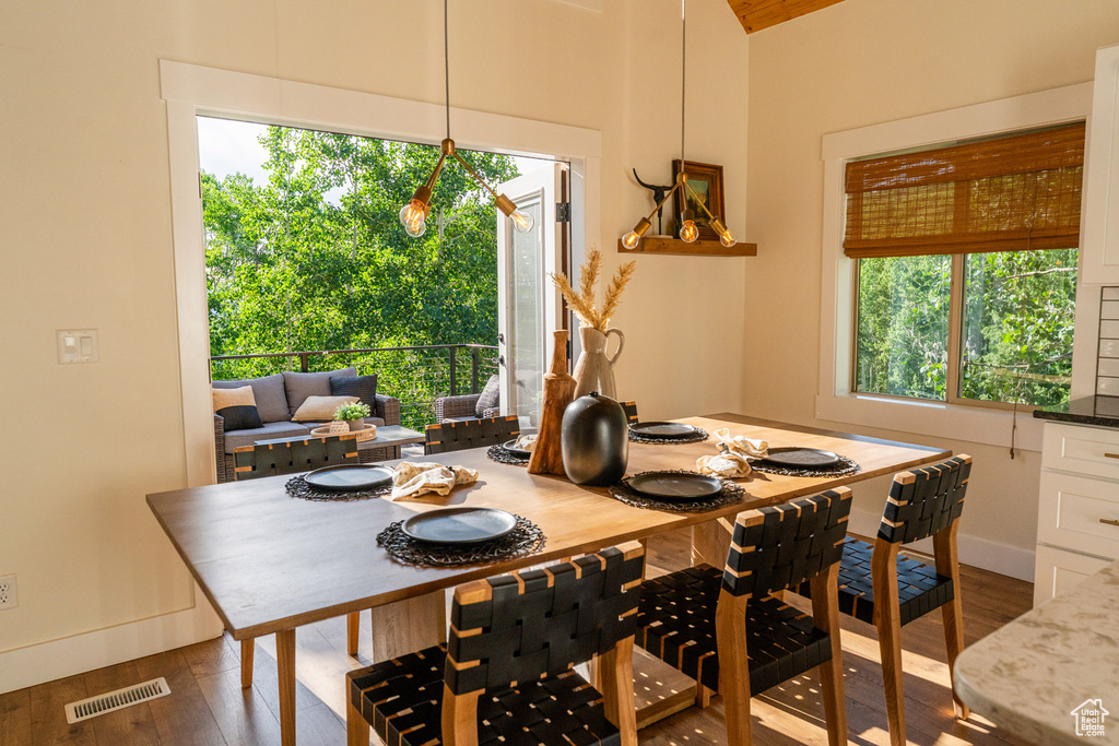 Dining room featuring plenty of natural light and wood finished floors