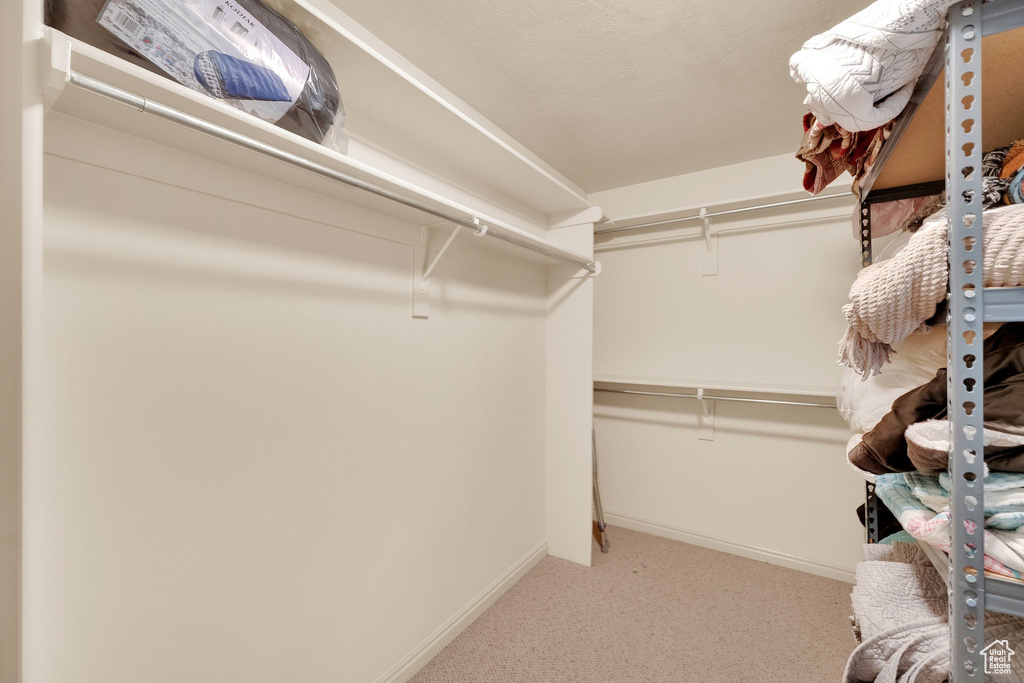 Walk in closet with carpet