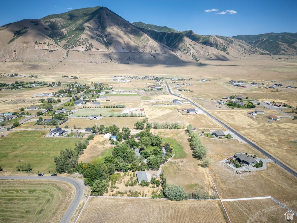 Aerial overview of property's location with rural landscape