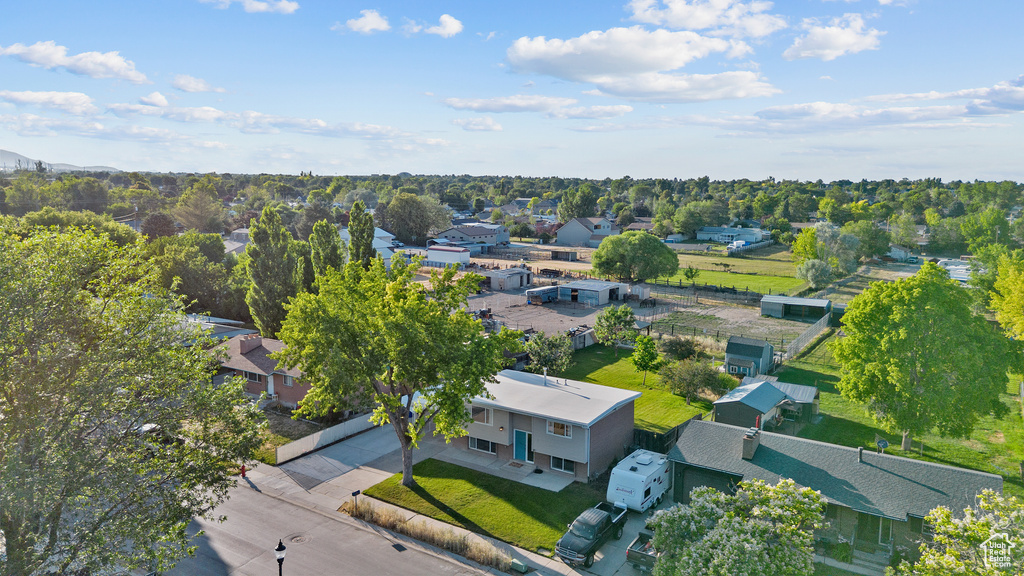 Aerial perspective of suburban area