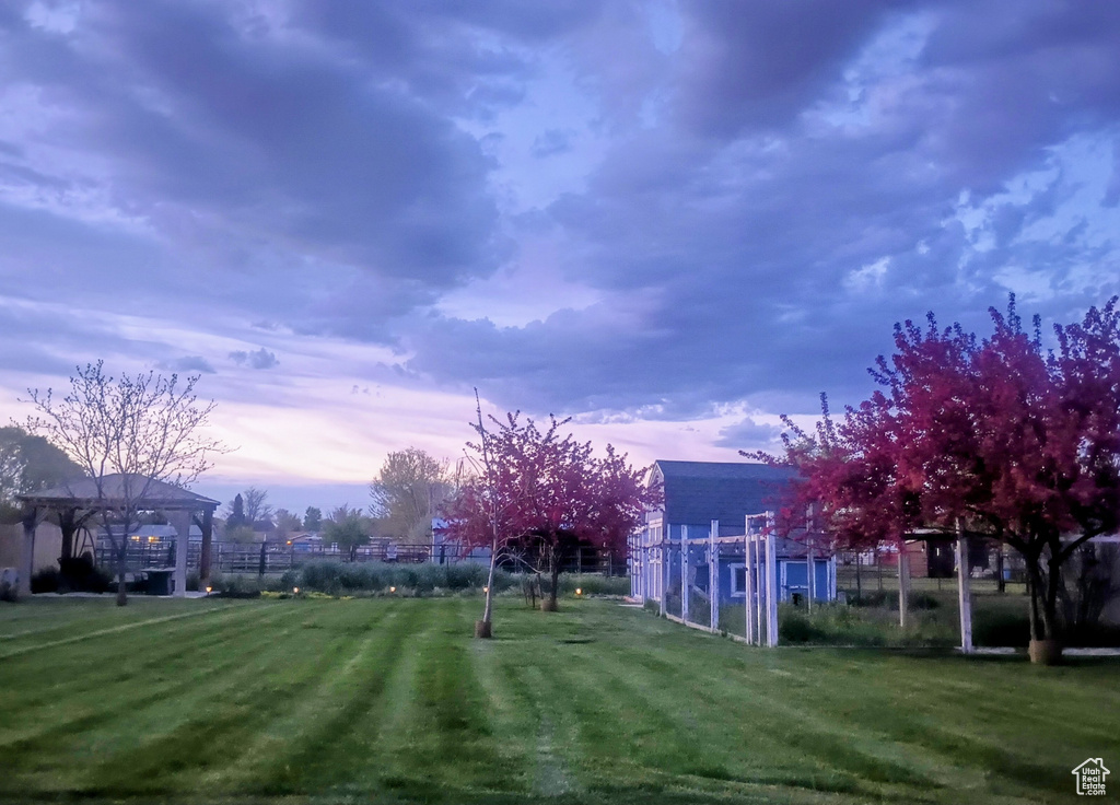 View of yard featuring a gazebo