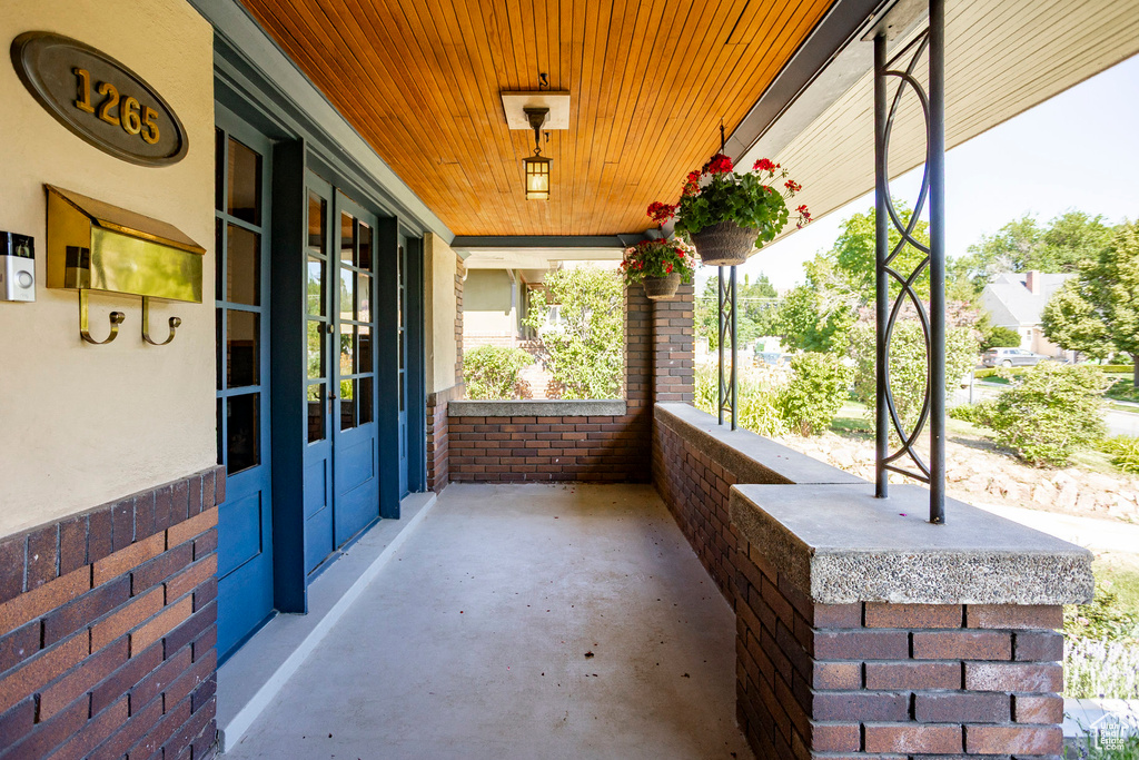 View of covered porch