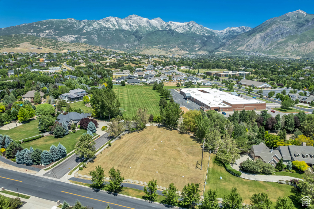 Drone / aerial view of a mountain backdrop