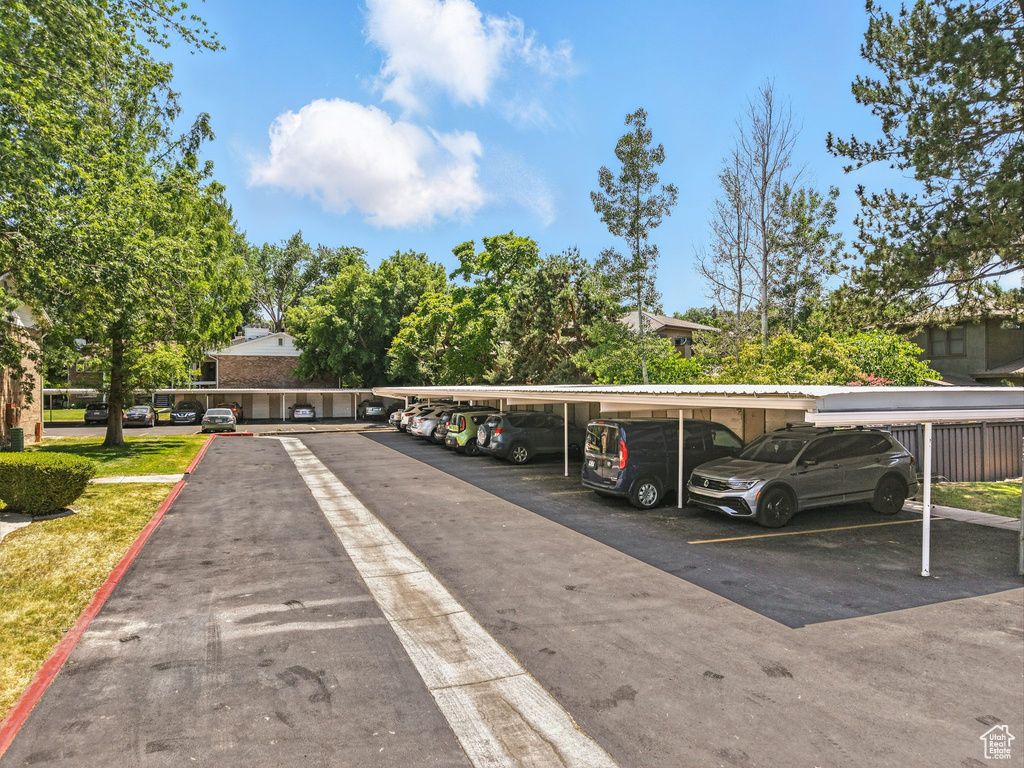 View of covered parking lot